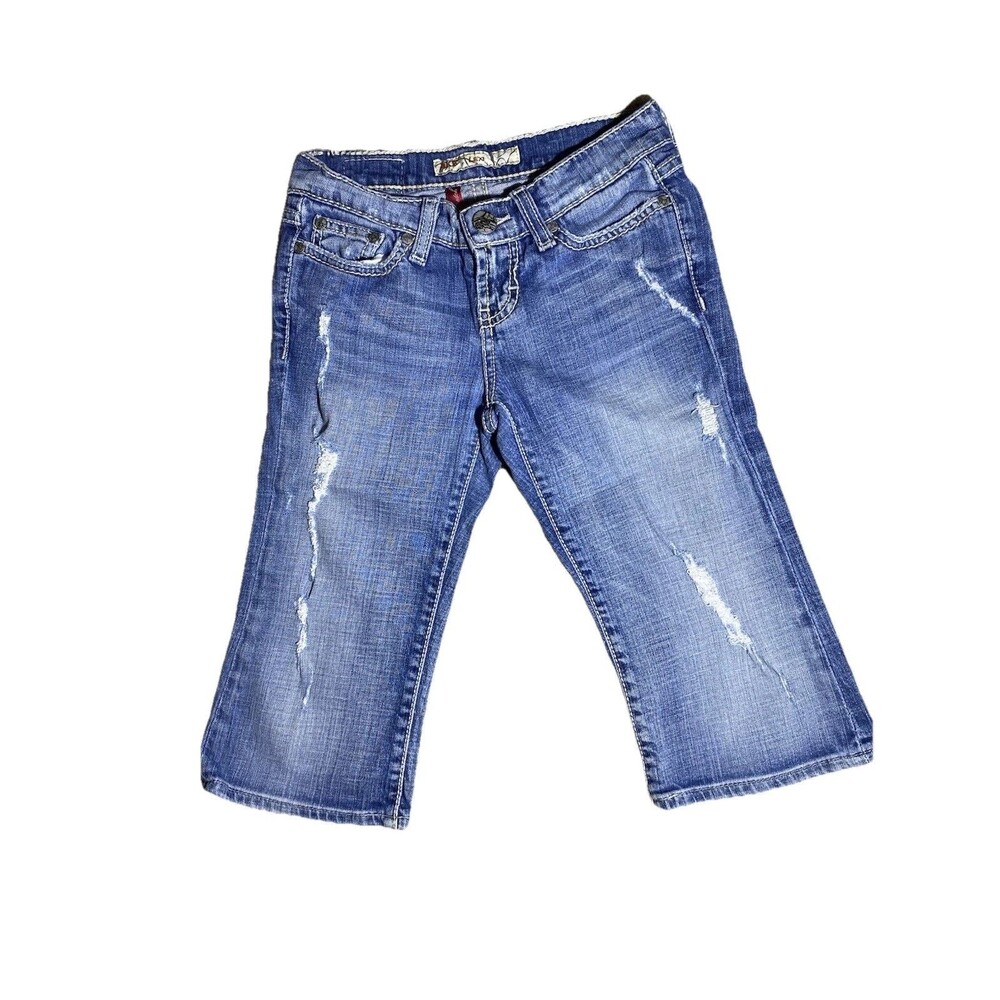 BKE Lexi Women’s Crop Jeans Size 24 Distressed Medium Wash Bermuda Capri Style